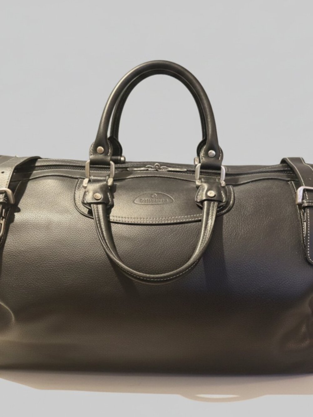Samsonite Black Full Grain Leather Duffel Bag Series 950 XL Vintage Weekender